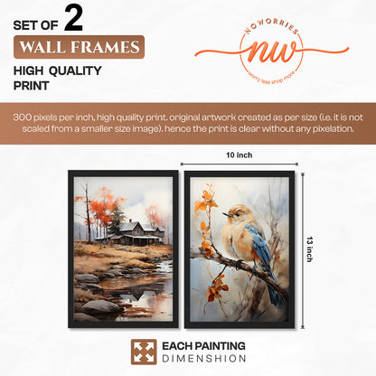 Countryside Bird Art Print Set of 2