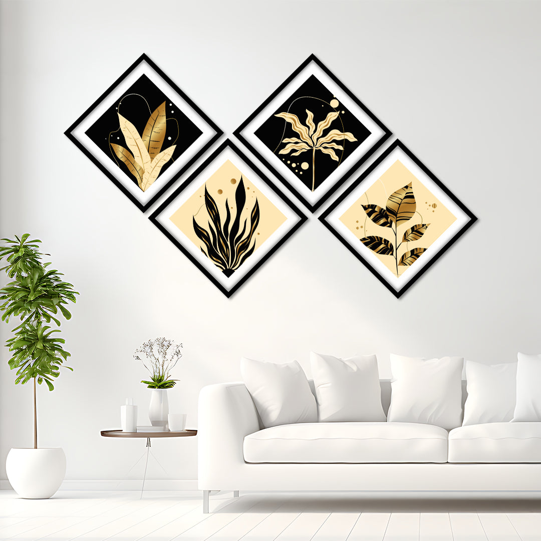 Abstract Gold Leaf Minimalist Art Wall Frame
