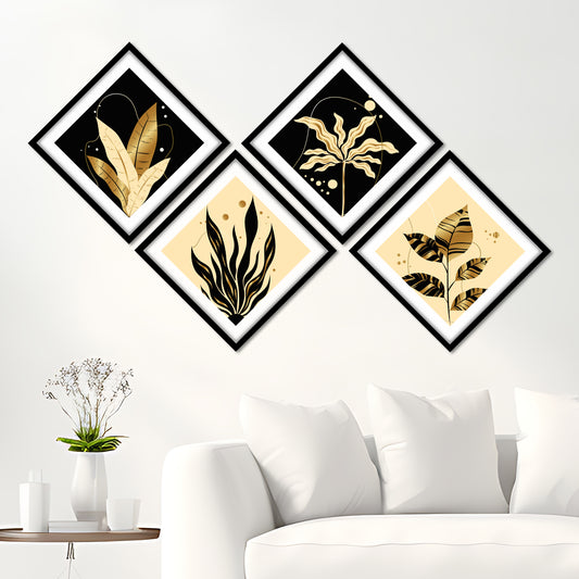 Abstract Gold Leaf Minimalist Art Wall Frame
