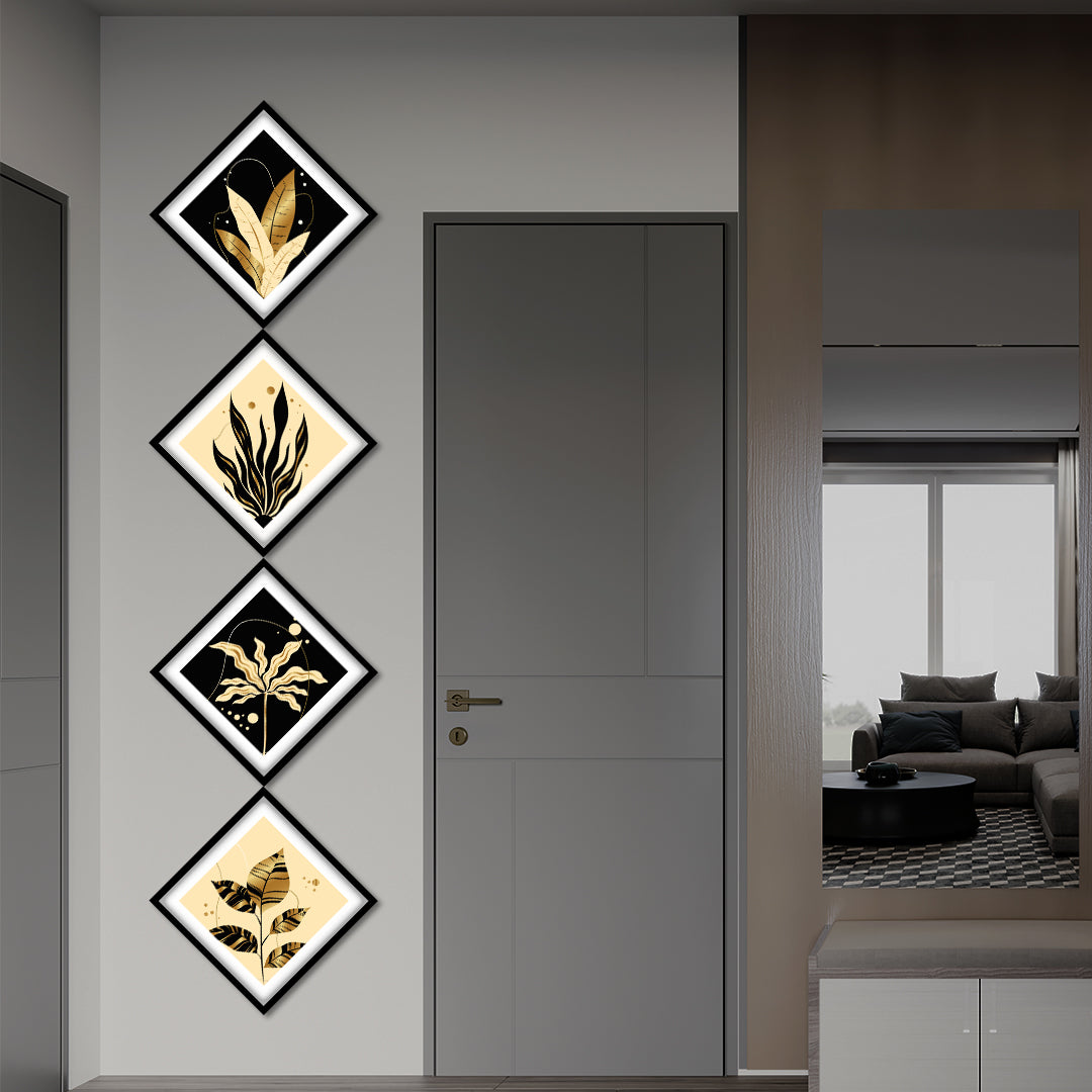 Abstract Gold Leaf Minimalist Art Wall Frame