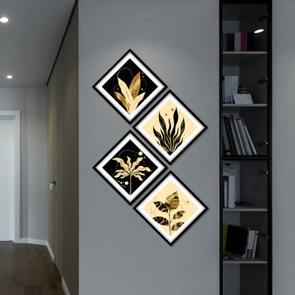 Abstract Gold Leaf Minimalist Art Wall Frame
