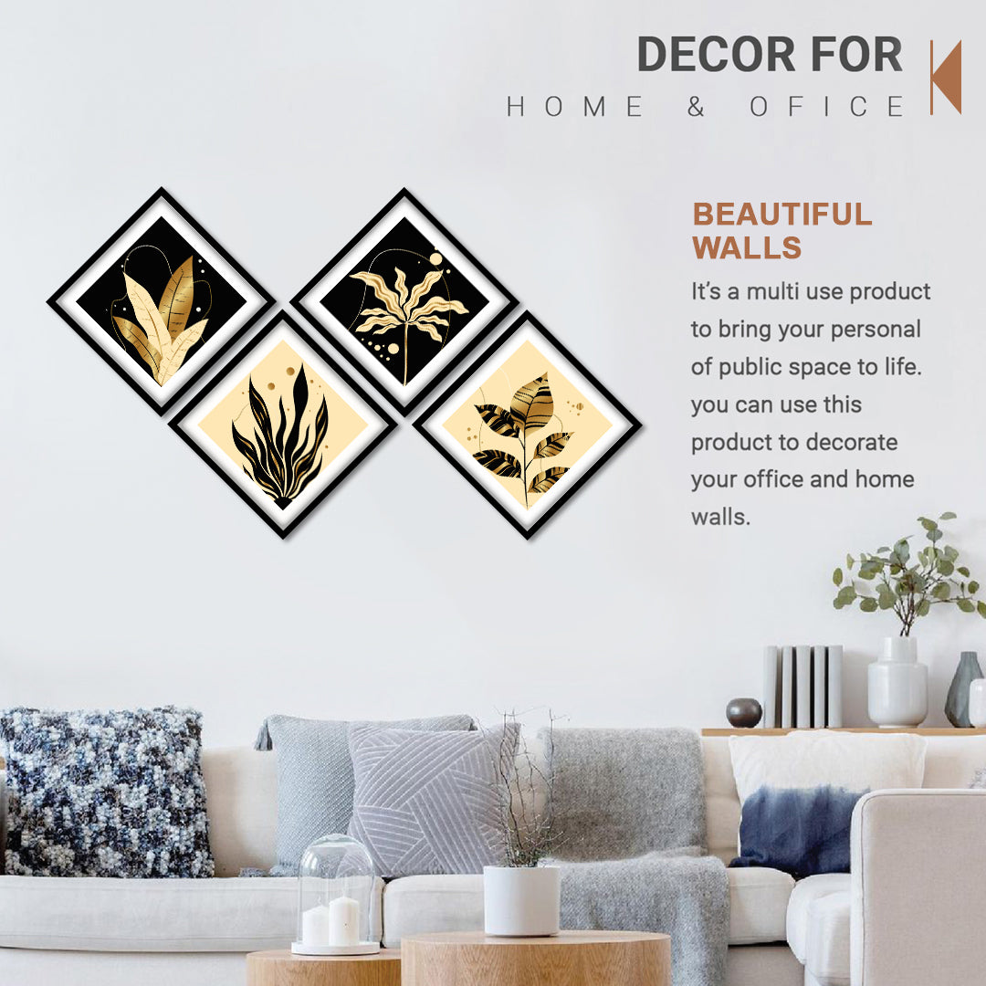 Abstract Gold Leaf Minimalist Art Wall Frame