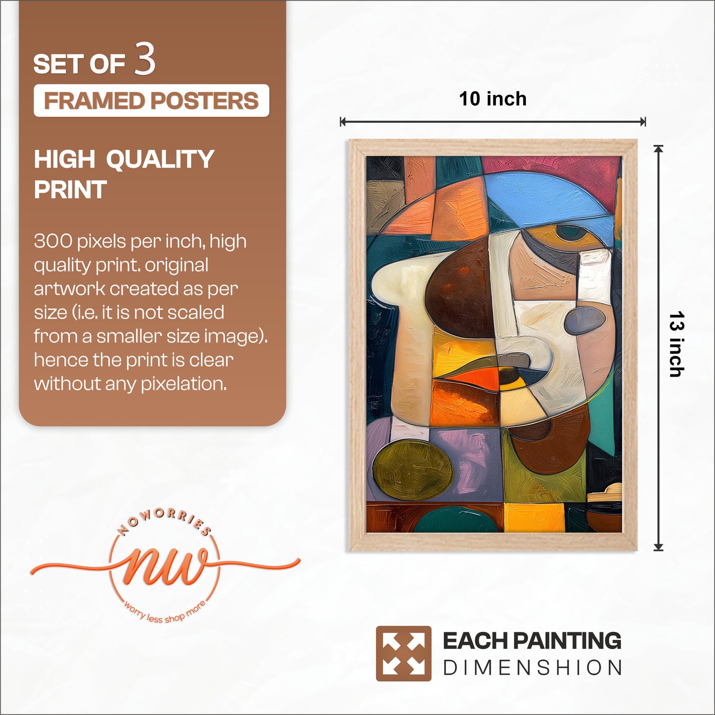 Cubist Face Wall Art Set of 3