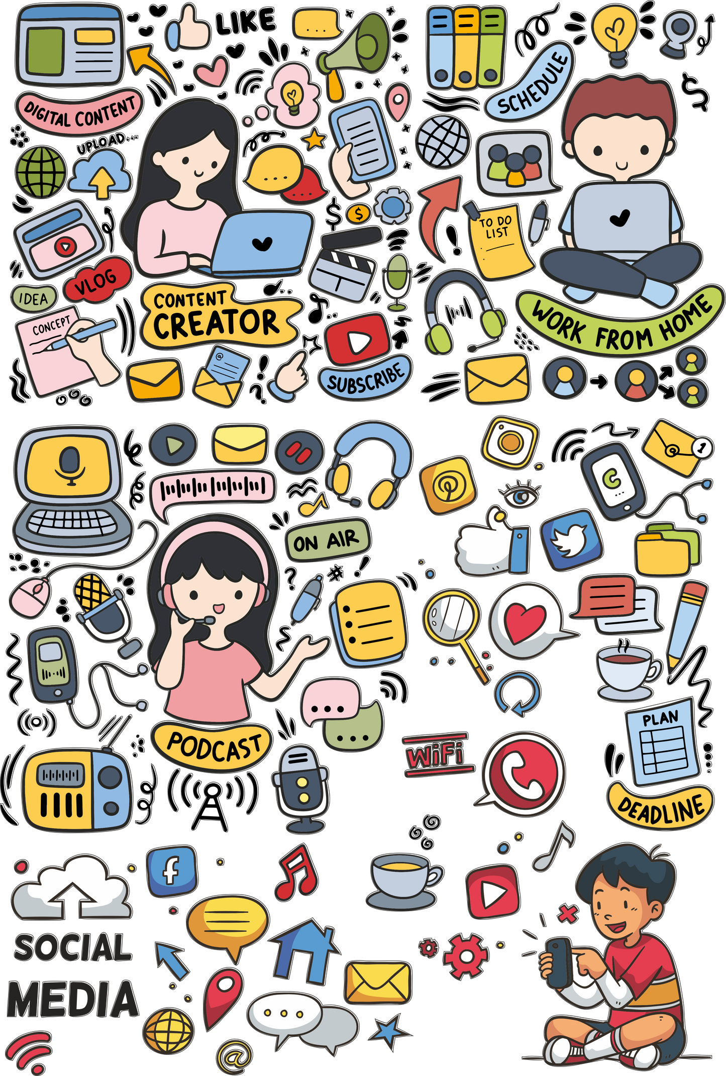 Cute Love & Shopping Sticker Pack