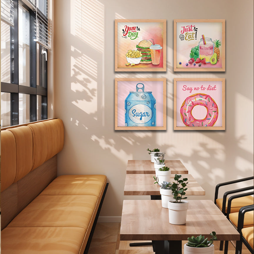 Cute Food Illustration Wall Art Set