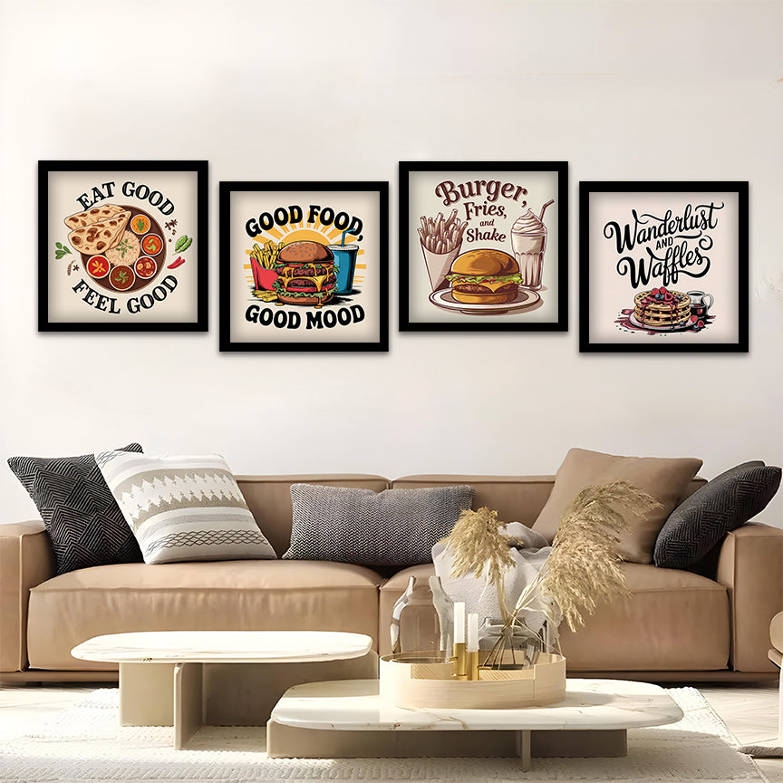 Retro Food Quote Wall Art Set