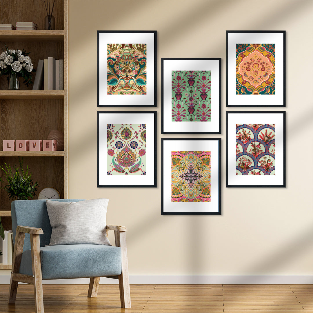 Vintage Pattern Art Wall Frame Set