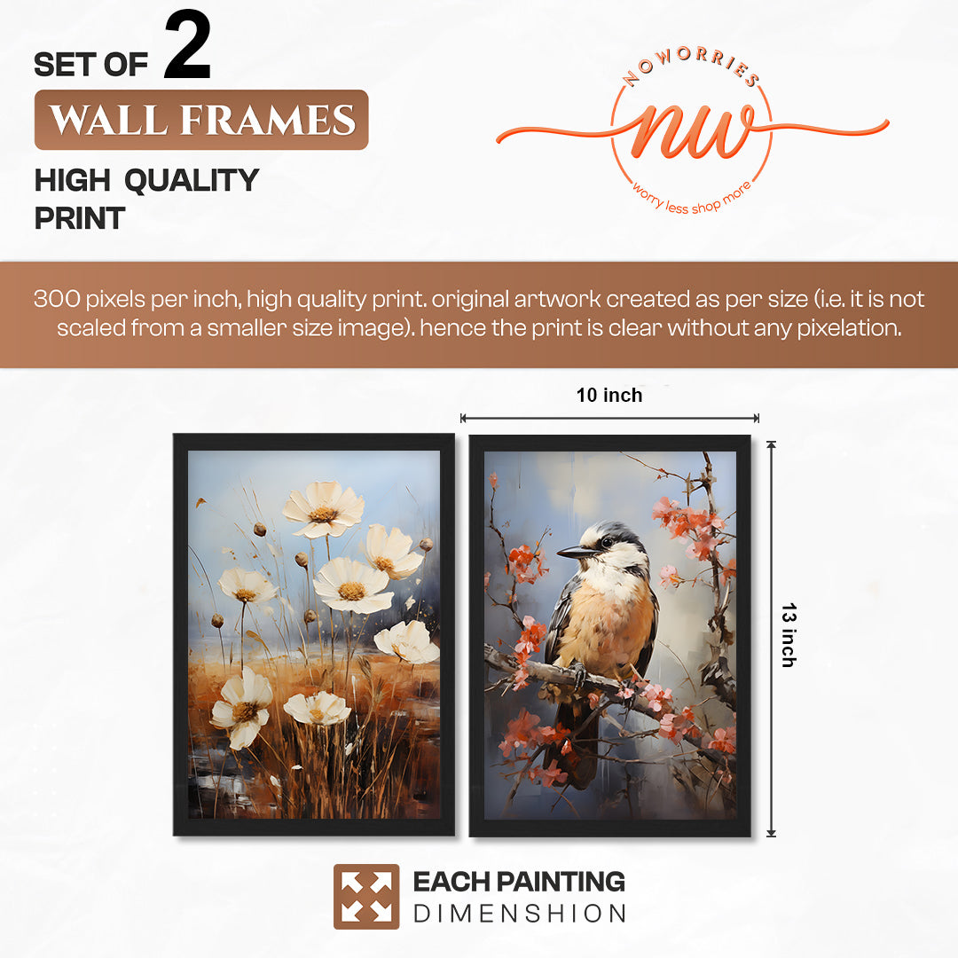 Bird & Floral Wall Art Set of 2