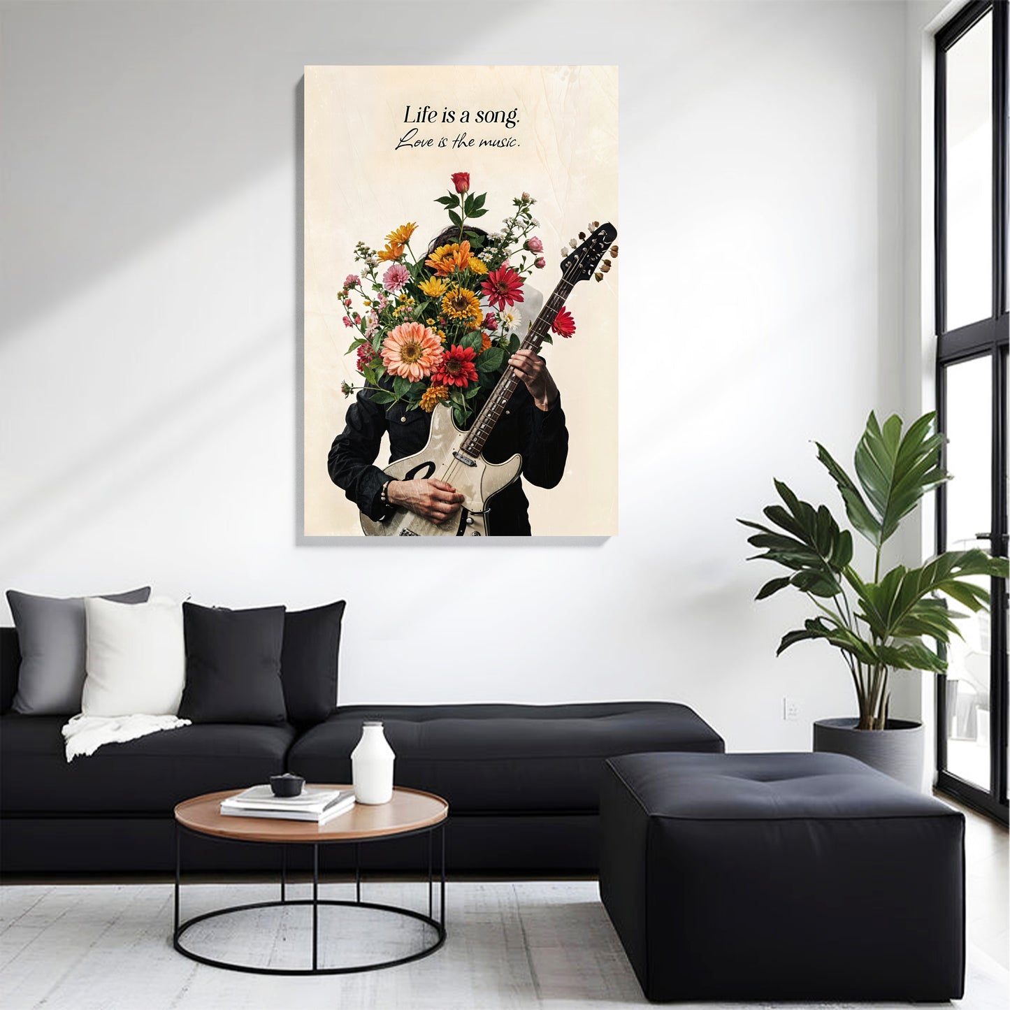 Floral Guitar Bloom Canvas