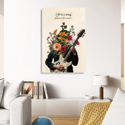 Floral Guitar Bloom Canvas