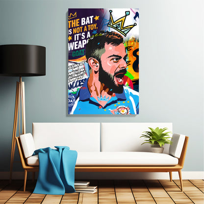 Cricket King Pop Art Canvas