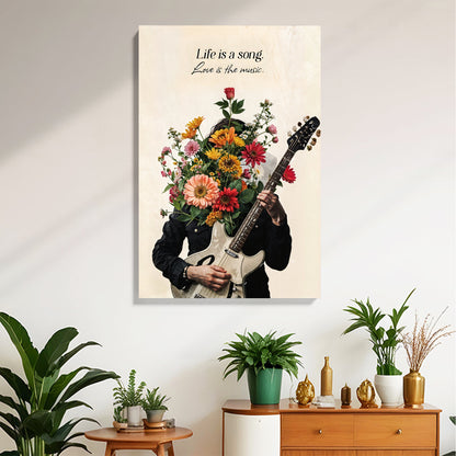Floral Guitar Bloom Canvas