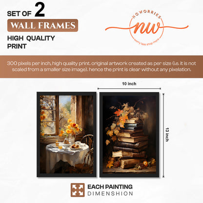 Cozy Autumn Still Life Art Set of 2