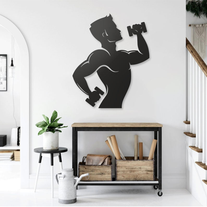 Fitness Man Pinewood Wall Art