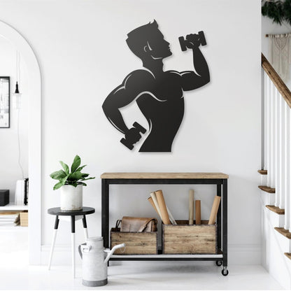 Fitness Man Pinewood Wall Art