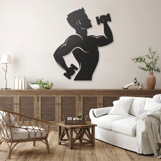 Fitness Man Pinewood Wall Art