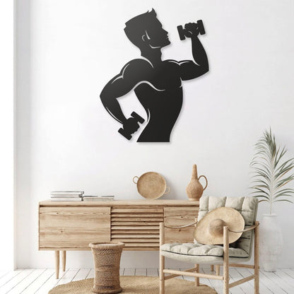 Fitness Man Pinewood Wall Art