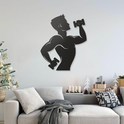 Fitness Man Pinewood Wall Art