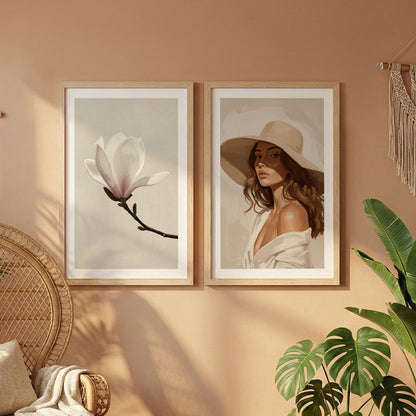Magnolia & Portrait Wall Art Set