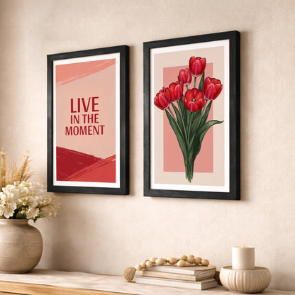 Live in the Moment Floral Wall Art Set of 2