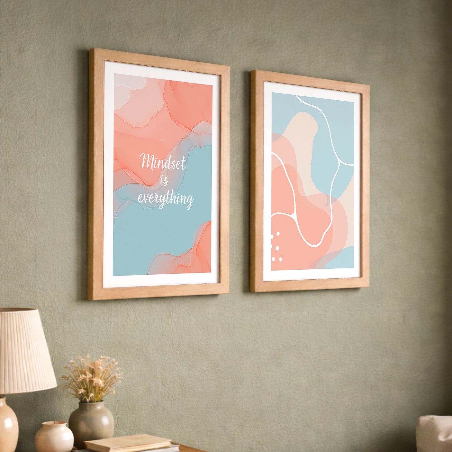 Mindset Is Everything Abstract Wall Art Set of 2