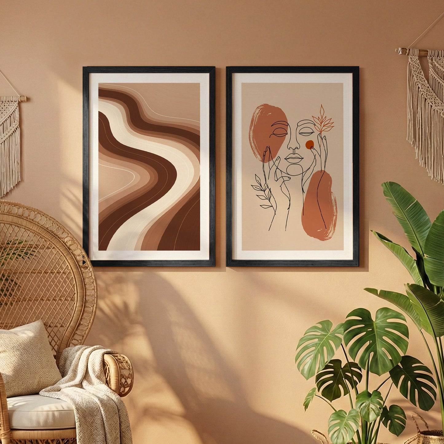 Terracotta Abstract Framed Set