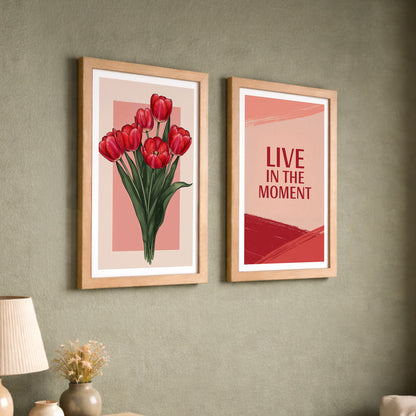 Live in the Moment Floral Wall Art Set of 2