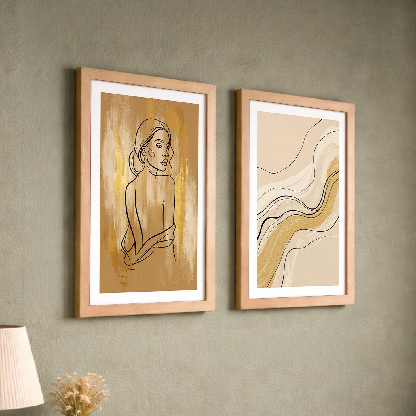 Boho Line Art Framed Set