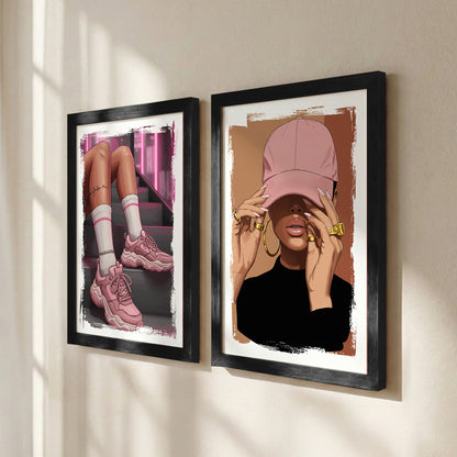 Pink Street Style Wall Art Set