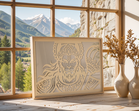 Hanuman Ji Pinewood Laser Wall Art