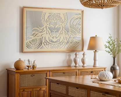 Hanuman Ji Pinewood Laser Wall Art