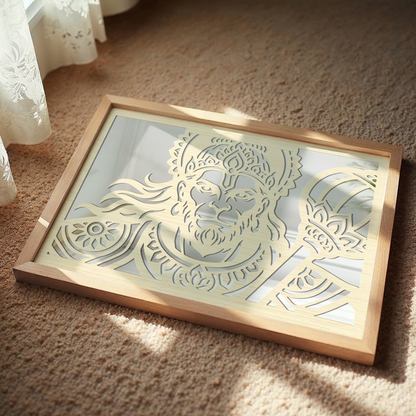 Hanuman Ji Pinewood Laser Wall Art