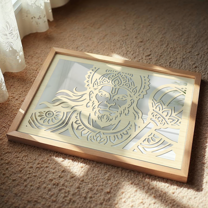 Hanuman Ji Pinewood Laser Wall Art