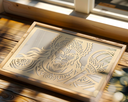 Hanuman Ji Pinewood Laser Wall Art