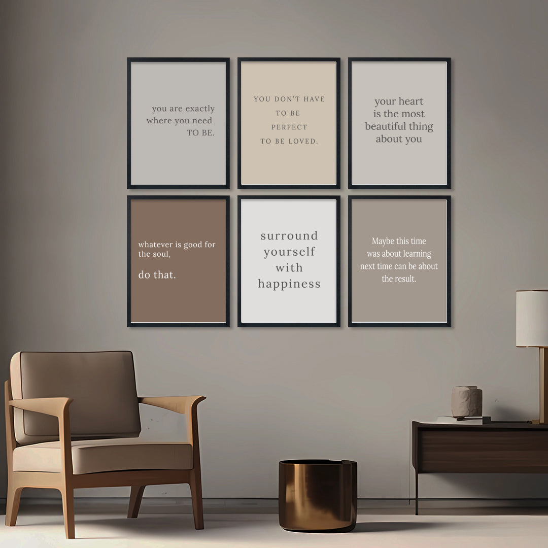 Warm Minimal Quote Wall Frame Set