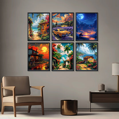 Sunset & Seascape Home Decor Wall Frame Set