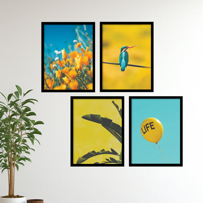Sunny Yellow and Blue Color Block Nature Wall Frame