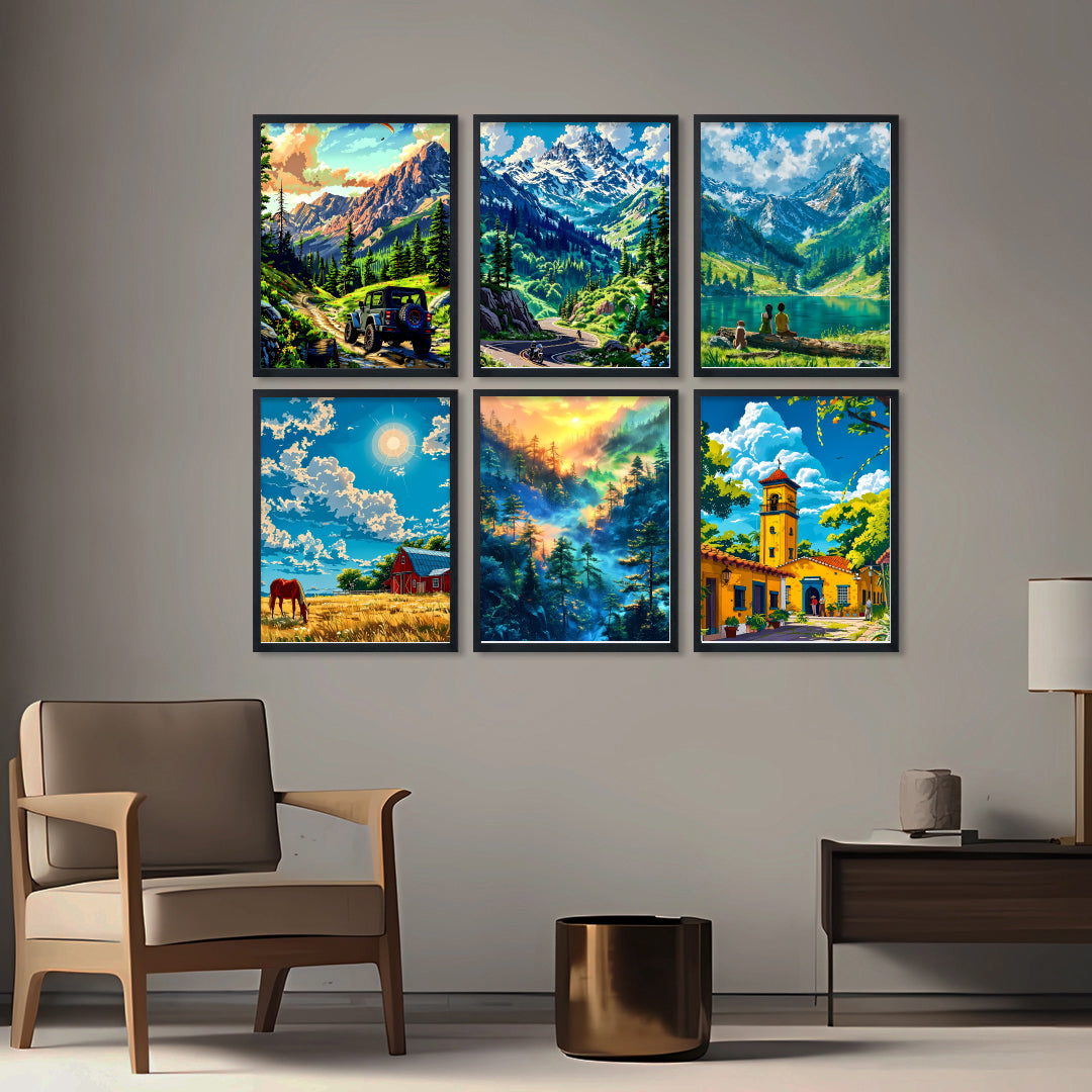 Majestic Mountain Landscape Wall Frame Set