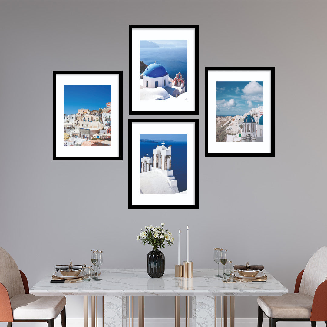 Mediterranean Coastline Blue Dome Wall Frame