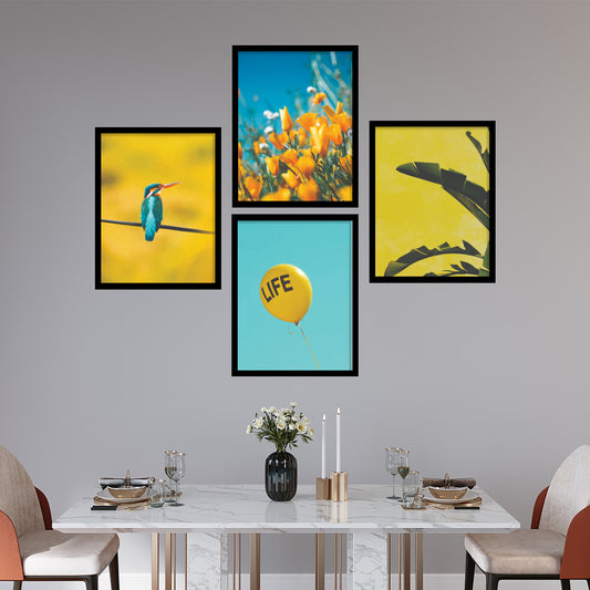 Sunny Yellow and Blue Color Block Nature Wall Frame
