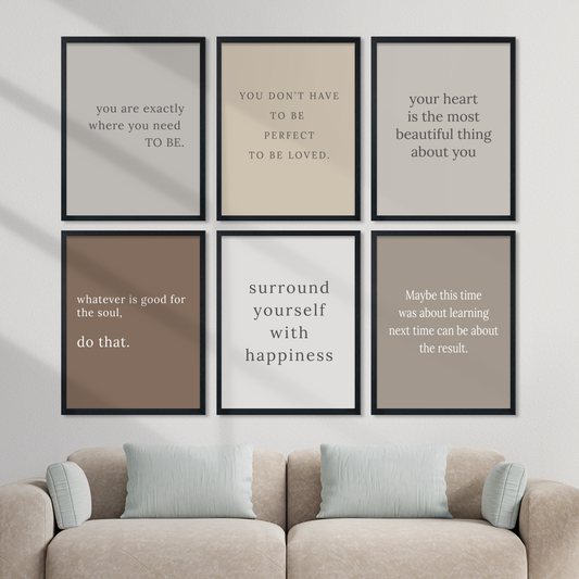 Warm Minimal Quote Wall Frame Set