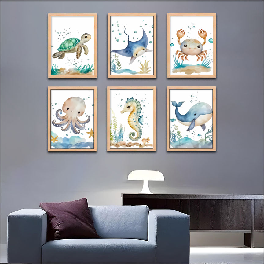 Whimsical Ocean Animals Gallery Wall Frame