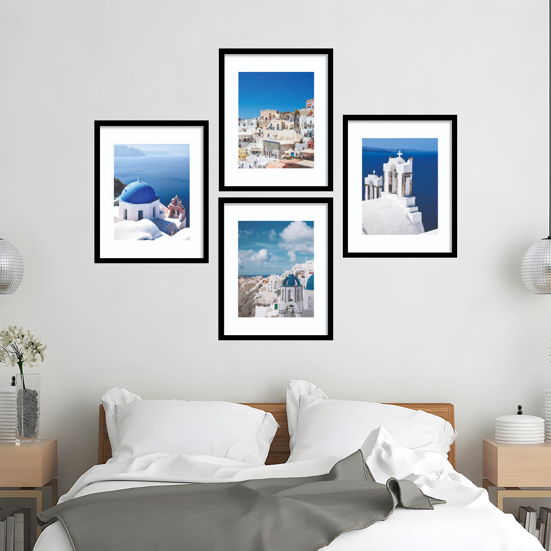 Mediterranean Coastline Blue Dome Wall Frame