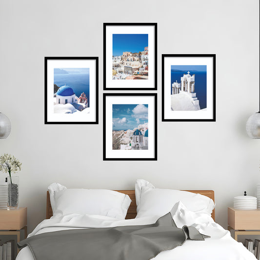 Mediterranean Coastline Blue Dome Wall Frame