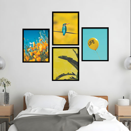 Sunny Yellow and Blue Color Block Nature Wall Frame