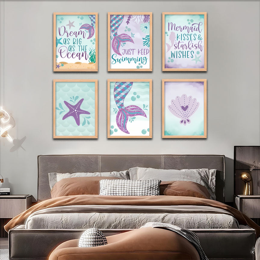 Mermaid & Ocean Kids Wall Art Set