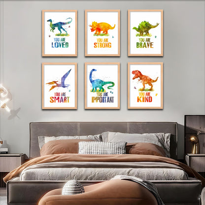 Watercolor Dino Inspirational Prints for Kids Wall Frame