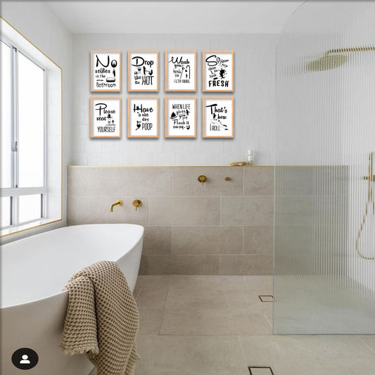 Bathroom Humor Wall Frame Set