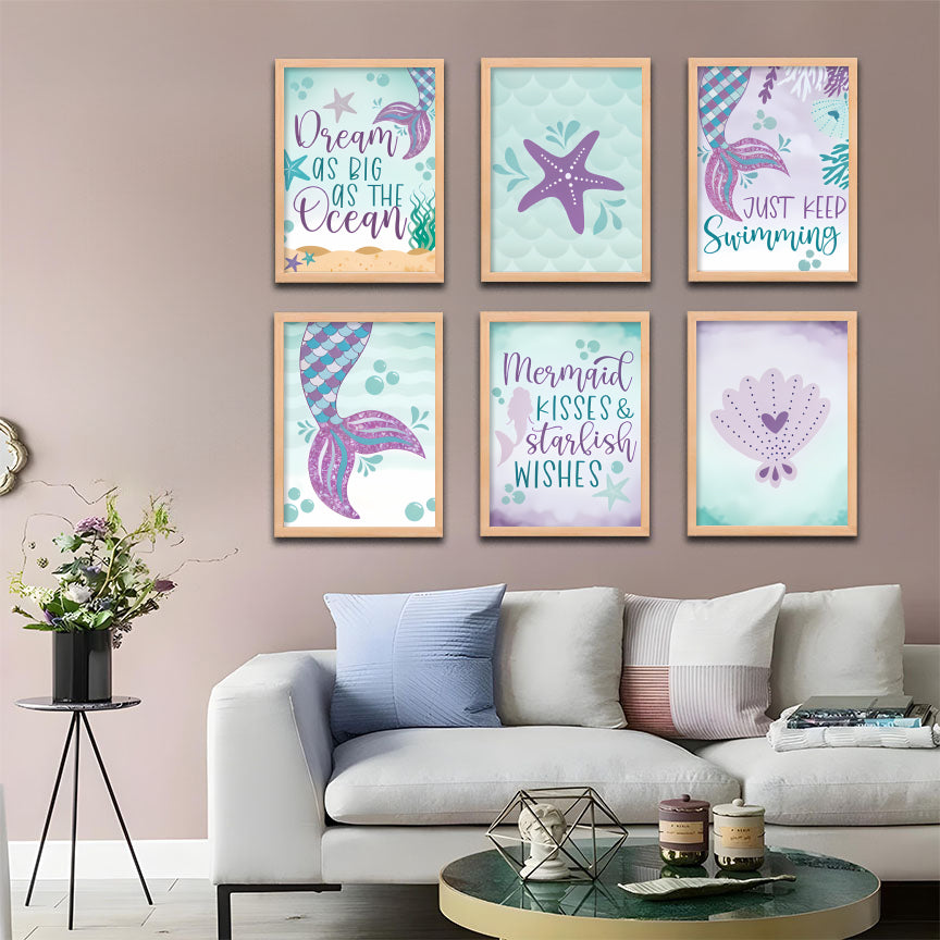 Mermaid & Ocean Kids Wall Art Set