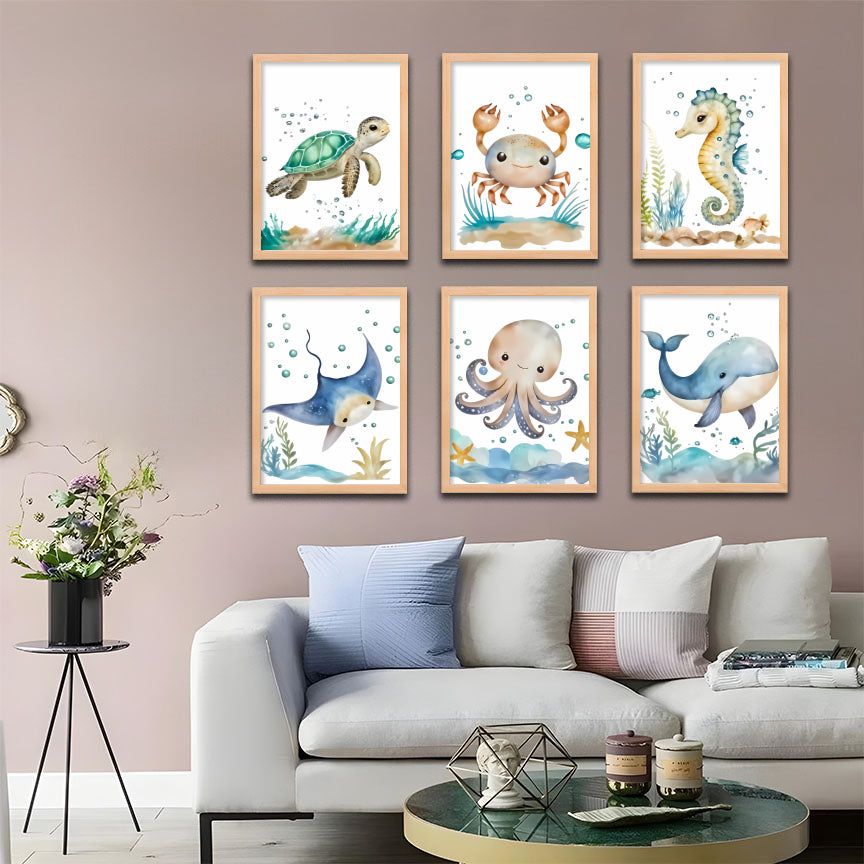 Whimsical Ocean Animals Gallery Wall Frame